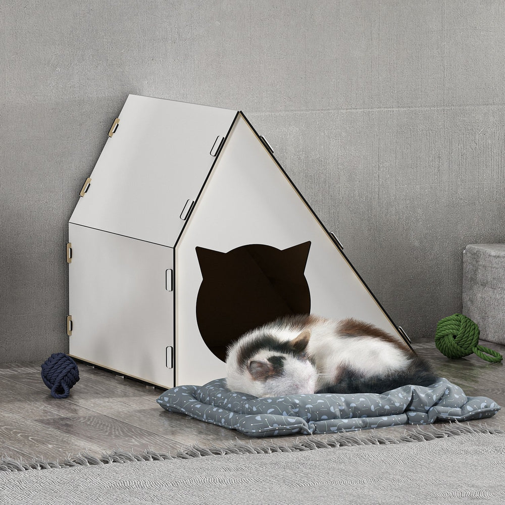 Kattstuga Lani 40x42x40 cm Vit [en.casa]