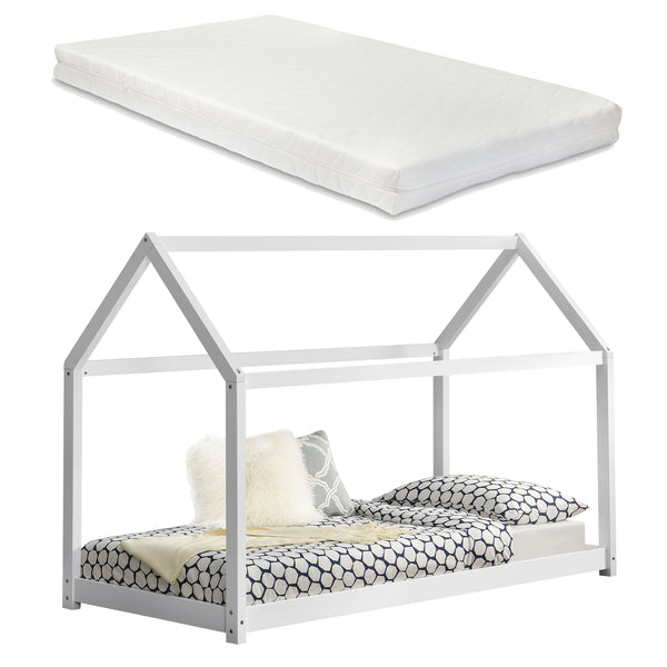 Kinderbett 90x200 cm Netstal mit Kaltschaummatratze in versch. Farben [en.casa] - premiumXL