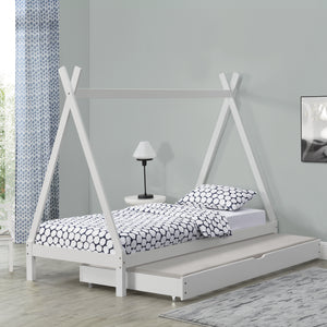 Juniorsäng Cree tipisäng utförande med utdragbar undersäng furu 190x90cm [en.casa] välj modell