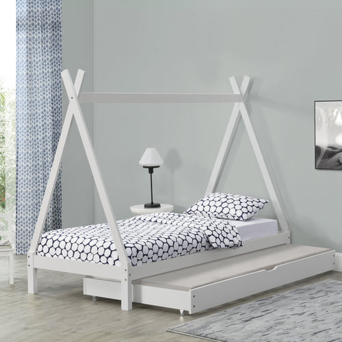 Juniorsäng Cree tipisäng utförande med utdragbar undersäng furu 190x90cm [en.casa] välj modell