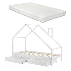Juniorsäng Hussäng Assling inkl. madrass 200x90cm furu [en.casa]® välj modell