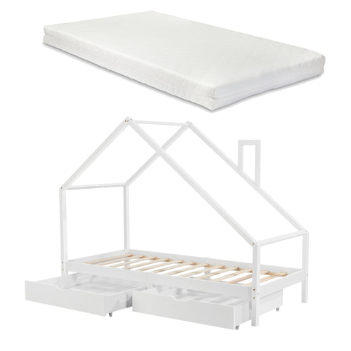 Juniorsäng Hussäng Assling inkl. madrass 200x90cm furu [en.casa]® välj modell