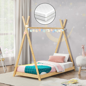 Barnsäng Vimpeli med madrass bambu i olika storlekar [en.casa] - premiumXL