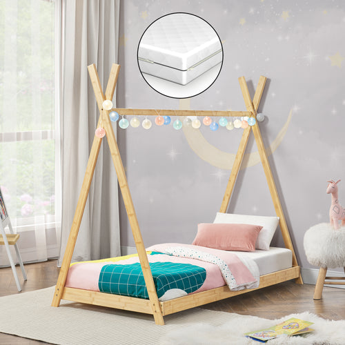 Barnsäng Vimpeli med madrass bambu i olika storlekar [en.casa] - premiumXL