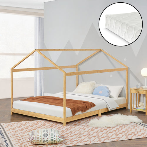 Barnsäng Vindafjord bambu i olika storlekar + madrass [en.casa] - premiumXL