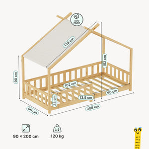 Husbädd Rila i Montessoristil med sänggrind 90x200 cm [en.casa]