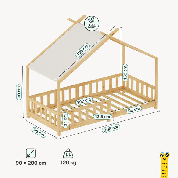 Husbädd Rila i Montessoristil med sänggrind 90x200 cm [en.casa]