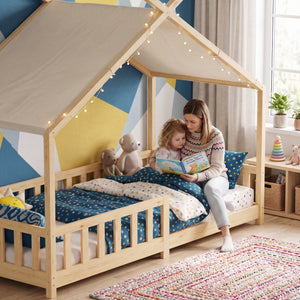 Hussäng Rila i Montessoristil med madrass och sängkantsskydd 90x200 cm [en.casa]