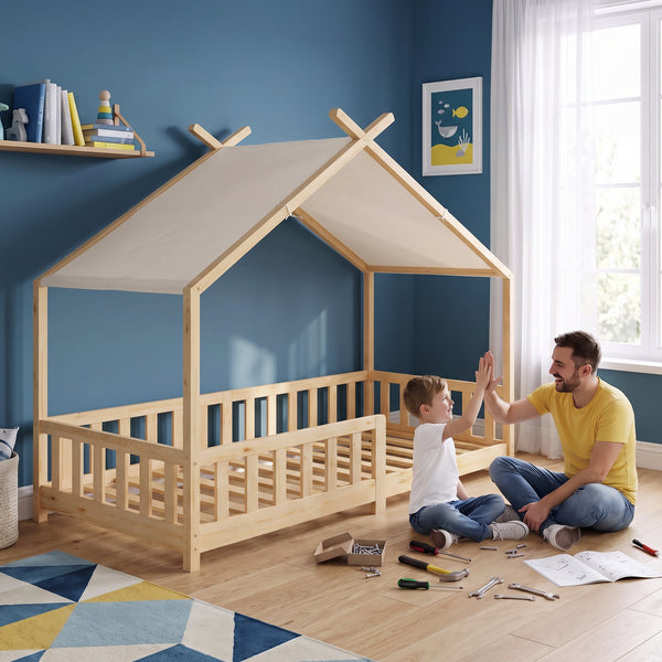Husbädd Rila i Montessoristil med sänggrind 90x200 cm [en.casa]