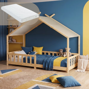 Hussäng Rila i Montessoristil med madrass och sängkantsskydd 90x200 cm [en.casa]