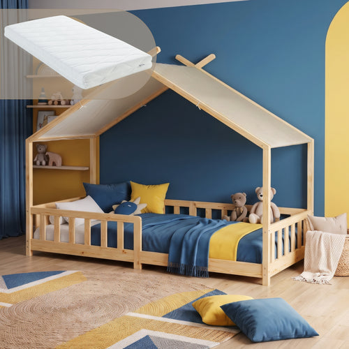 Hussäng Rila i Montessoristil med madrass och sängkantsskydd 90x200 cm [en.casa]