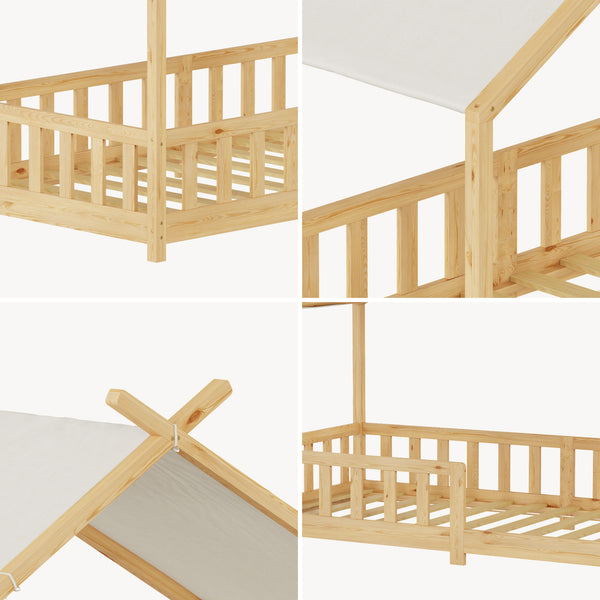 Hussäng Rila i Montessoristil med madrass och sängkantsskydd 90x200 cm [en.casa]