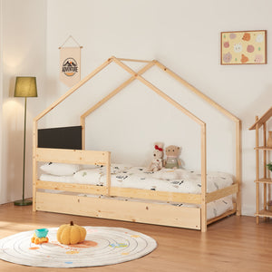 Husbädd Sodankylä 90x200cm med utdragbar säng i naturlig furu [en.casa] - premiumXL