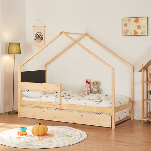 Husbädd Sodankylä 90x200cm med utdragbar säng i naturlig furu [en.casa] - premiumXL