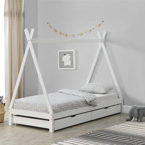 Juniorsäng tipisäng med förvaring (två lådor med hjul) 200x90cm furu [en.casa] välj modell