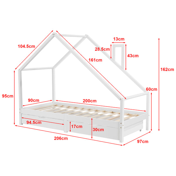 Juniorsäng Hussäng Assling 200x90 cm furu [en.casa] välj modell