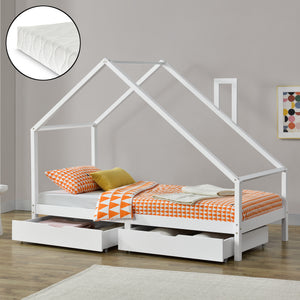 Juniorsäng Hussäng Assling inkl. madrass 200x90cm furu [en.casa]® välj modell