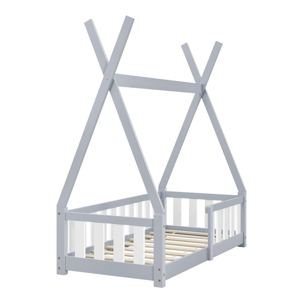 Juniorsäng tipisäng med sängskydd, inkl. madrass 1 furu [en.casa] välj modell