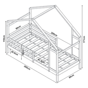 Barnsäng Lorenskog med madrass 90x200 cm i olika färger [en.casa]