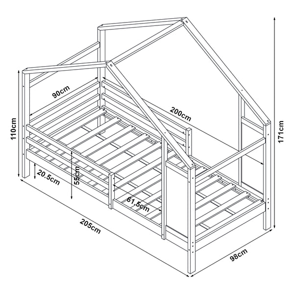 Barnsäng Lorenskog med madrass 90x200 cm i olika färger [en.casa]