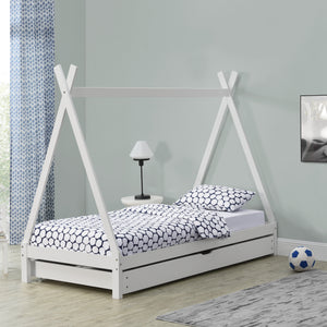 Juniorsäng Cree tipisäng utförande med utdragbar undersäng furu 190x90cm [en.casa] välj modell