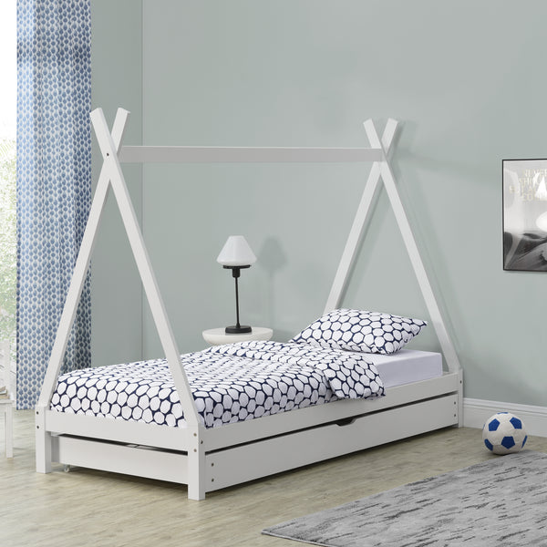 Juniorsäng Cree tipisäng utförande med utdragbar undersäng furu 190x90cm [en.casa] välj modell