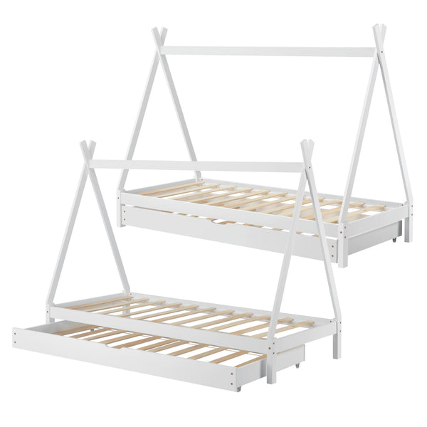 Juniorsäng Cree tipisäng utförande med utdragbar undersäng furu 190x90cm [en.casa] välj modell