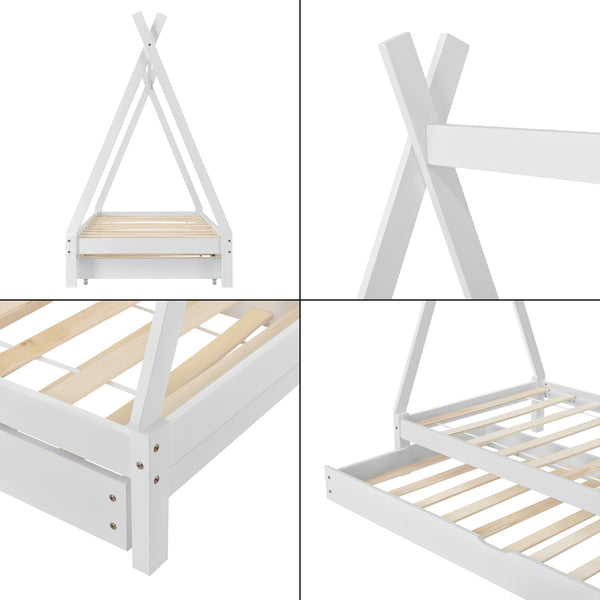 Juniorsäng Cree tipisäng utförande med utdragbar undersäng furu 190x90cm [en.casa] välj modell