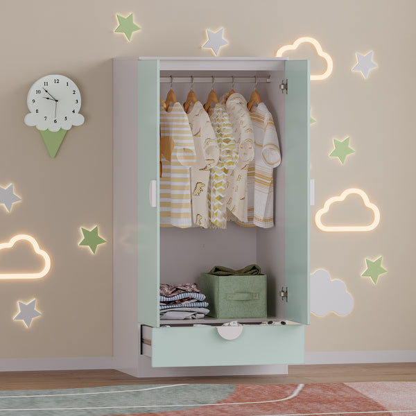 Barnklädesskåp Sandnes med låda [en.casa]