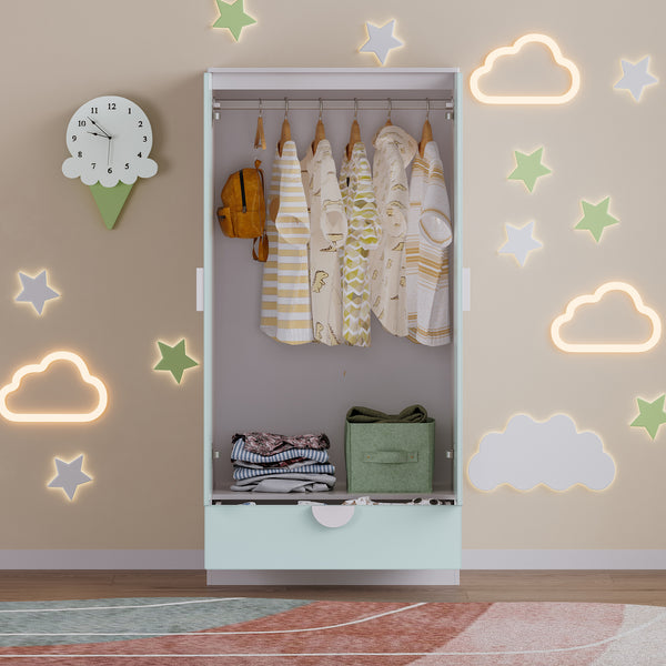 Barnklädesskåp Sandnes med låda [en.casa]