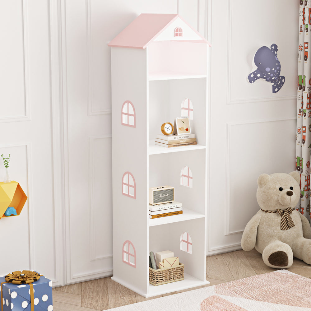 Barnhylla Vipsali 140x40x35 cm Vit/Rosa [en.casa] - premiumXL