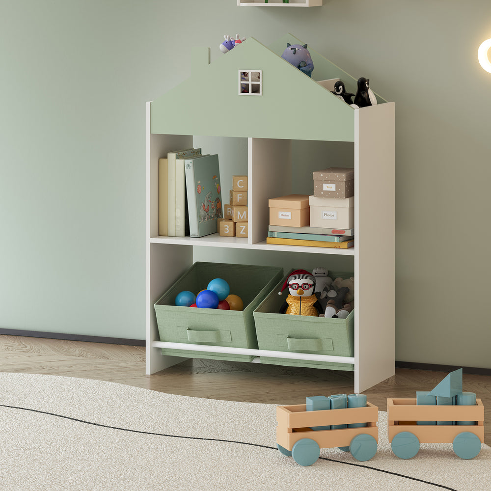 Barnhylla Vipsali 90x60x27 cm Mintgrön/Vit [en.casa] - premiumXL
