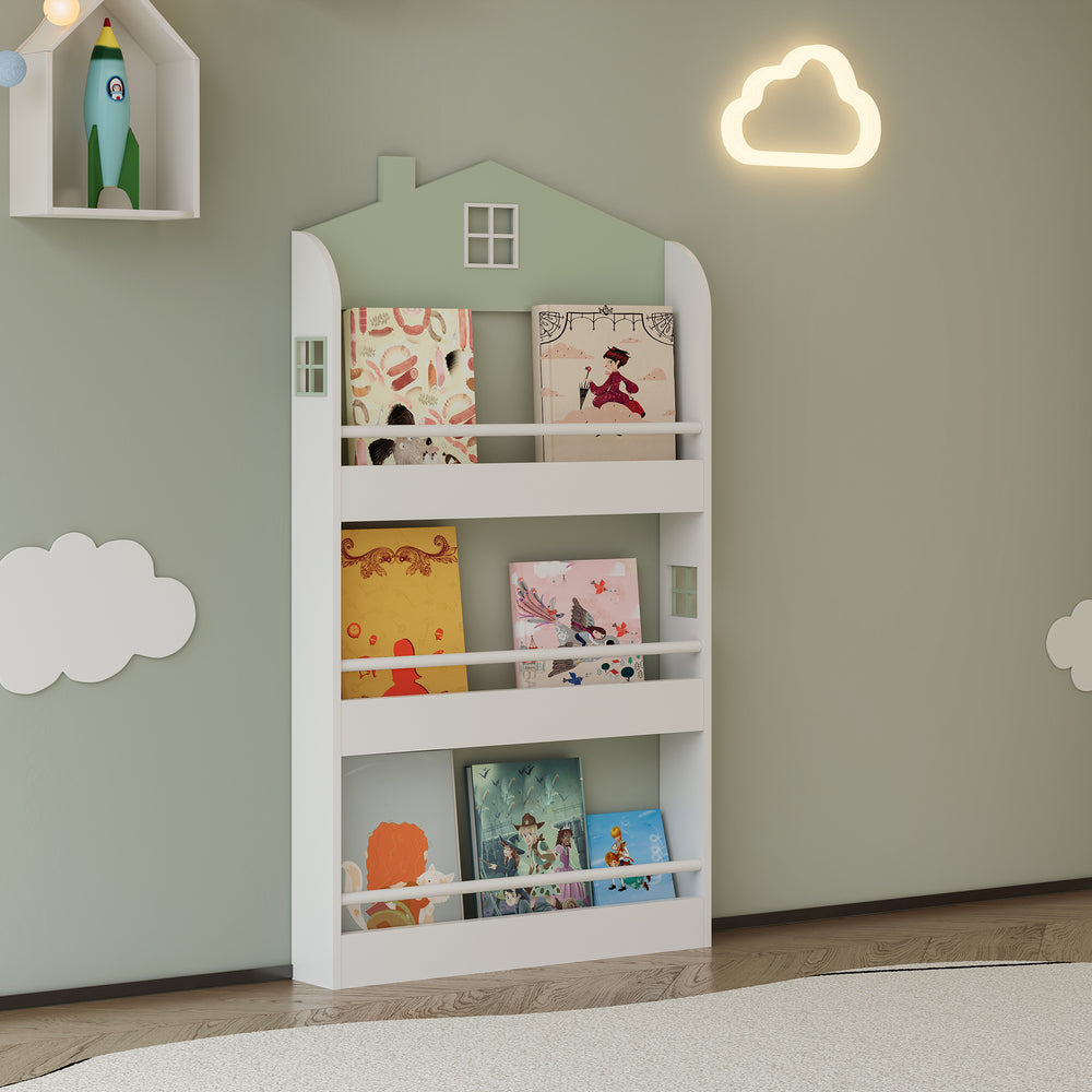Barnhylla Vipsali 106x60x12 cm Mintgrön/Vit [en.casa] - premiumXL