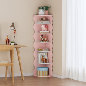 Barn - Hörnhylla Vestnes 108x27x27 cm Cotton Candy/Vit [en.casa] - premiumXL
