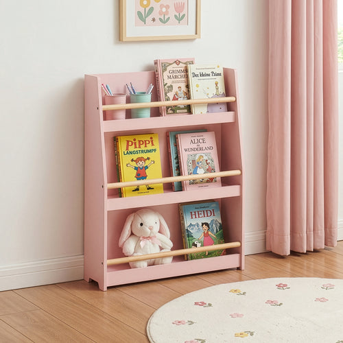 Barnbokhylla Virer 78x60x18 cm Rosa [en.casa]