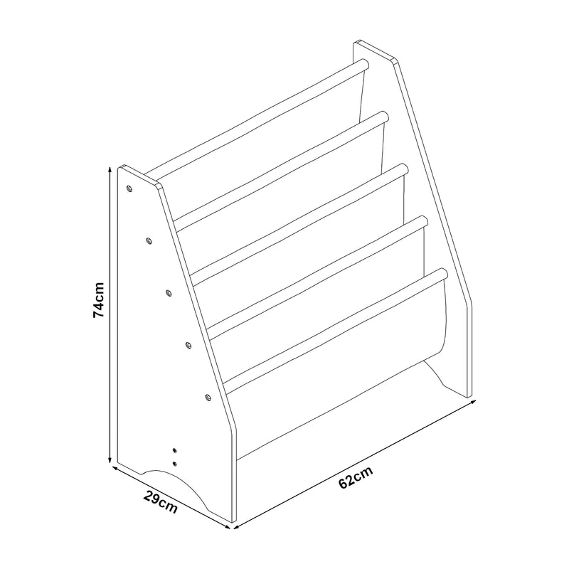 Måttskiss Bokhylla Fisterra 74x62x29 cm [en.casa] välj modell
