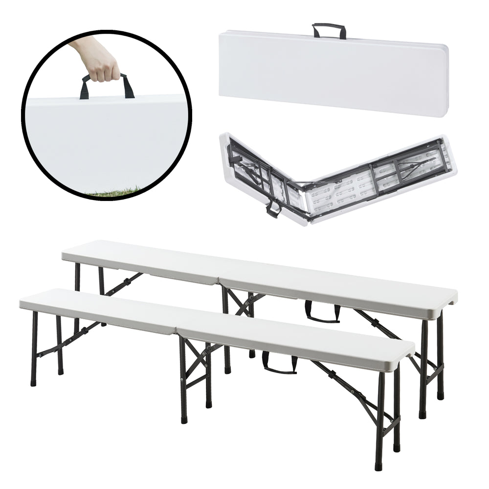 Hopfällbar bänk Ljusnarsberg 180x25x43 cm vit [en.casa]