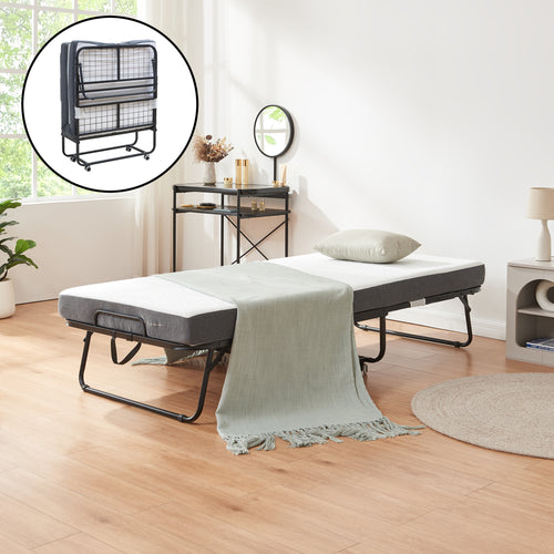 Metall - Fällsäng Borjavle med madrass 200x90cm Svart [en.casa] - premiumXL