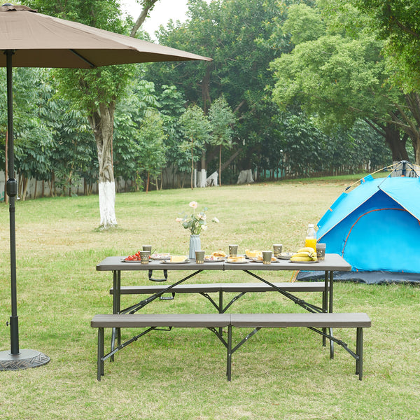 Hopfällbart campingbord Lillestrøm trämönster [en.casa]