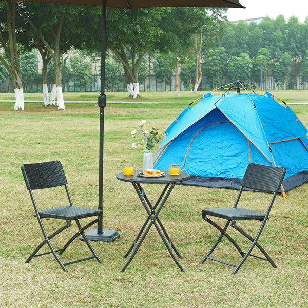 Hopfällbart campingbord Mark svart rottingkänsla [en.casa]