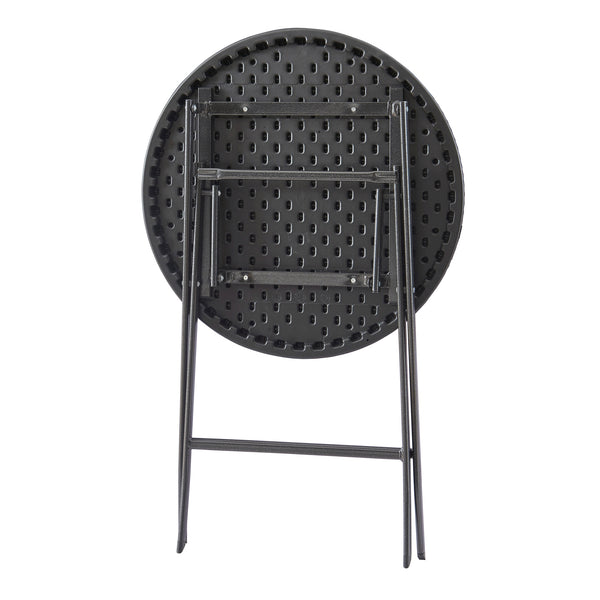 Hopfällbart campingbord Mark svart rottingkänsla [en.casa]