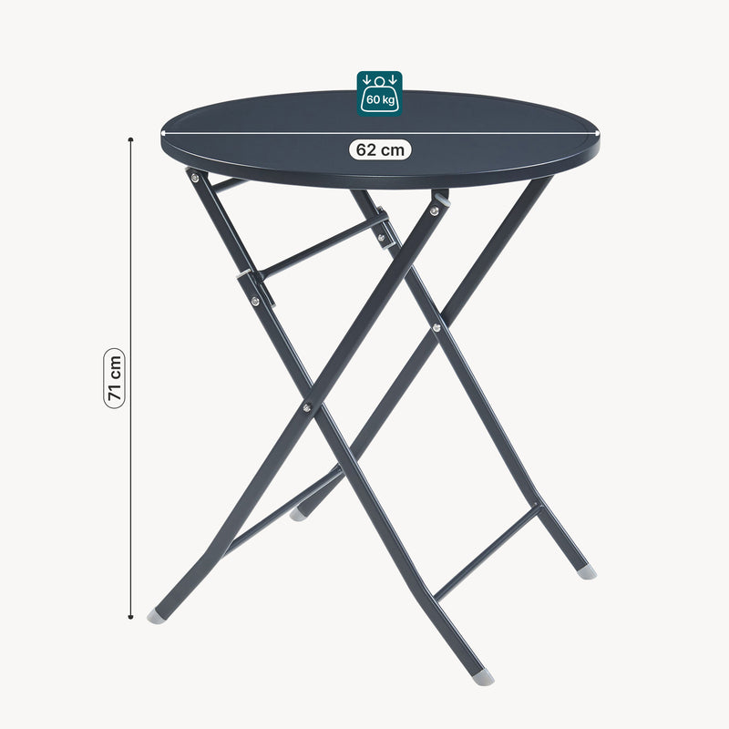 Måttskiss Klappbord Sande stål [en.casa]
