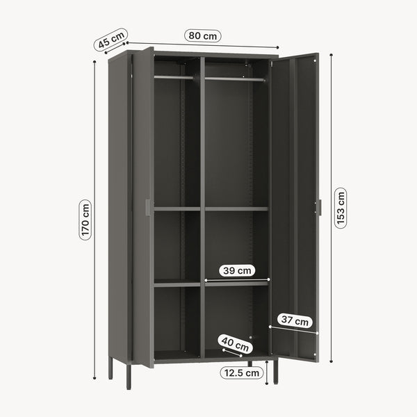 Klädeskåp Esteli 170x80x45 cm stål [en.casa]