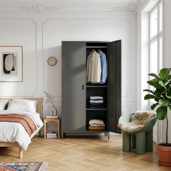 Klädeskåp Esteli 170x80x45 cm stål [en.casa]