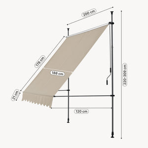 Terassmarkis 120x200 300cm ingen väggborrning välj modell [pro.tec]