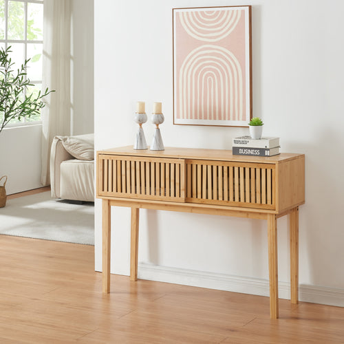 Konsolbord Ypäjä 110x39x81 cm bambu [en.casa] - premiumXL