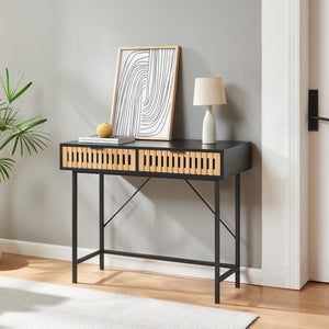 Konsolbord Luniehti 100x40x75 cm Svart/Natur [en.casa] - premiumXL