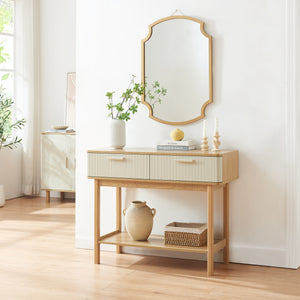 Konsolbord Ferrersp med 2 lådor 100x40x80 cm Eklook/Sandfärgad [en.casa]