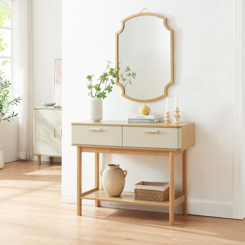 Konsolbord Ferrersp med 2 lådor 100x40x80 cm Eklook/Sandfärgad [en.casa]