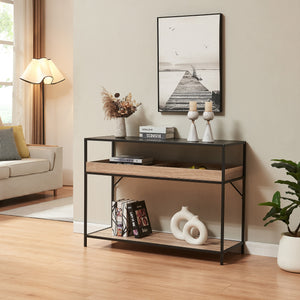 Konsolbord Belana 110x40x80 cm Svart/Eklook [en.casa] - premiumXL